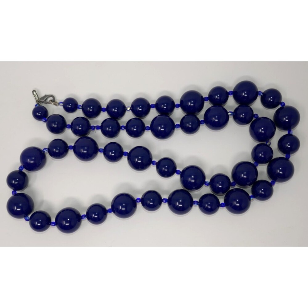 Ben-Amun Cobalt Navy Blue Chunky Beaded Necklace with Lobster Clasp - Picture 4 of 8